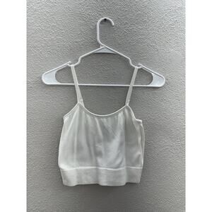 Better Together Womens Tank Top Size Medium Crop Top White Ribbed